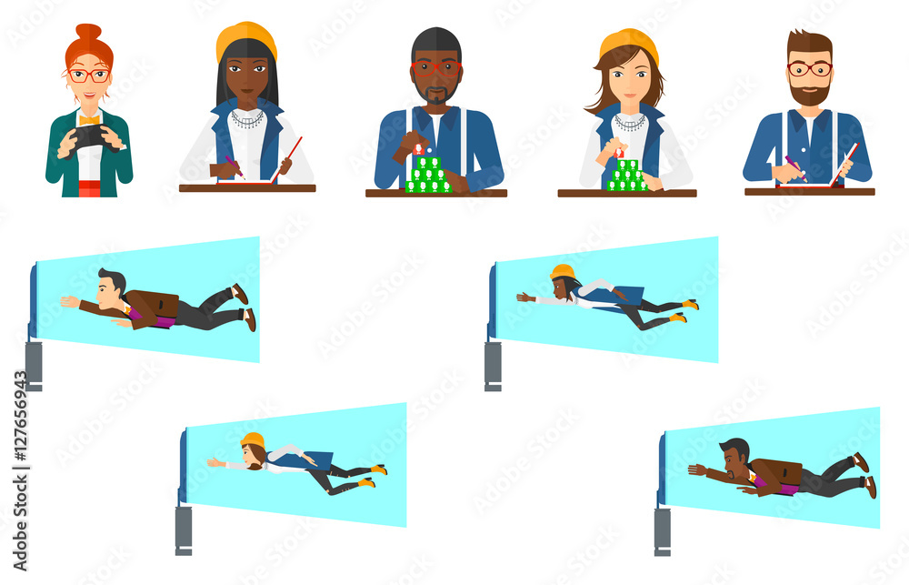 Vector set of business character and people gaming