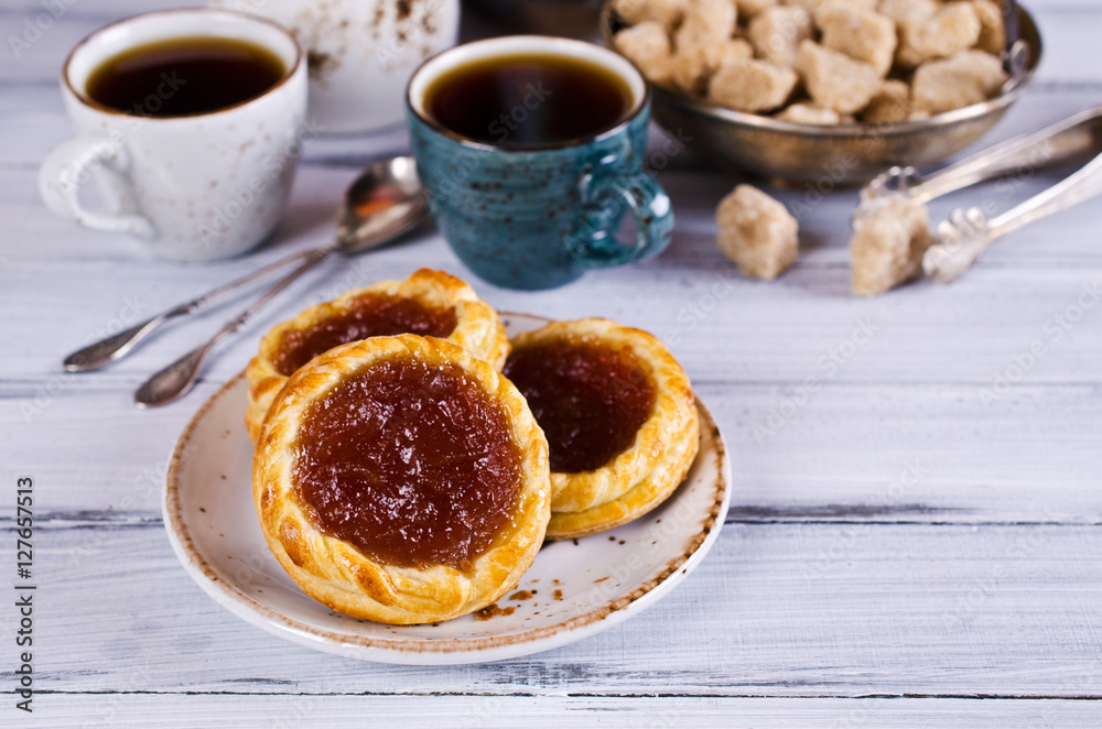 Homemade buns with jam