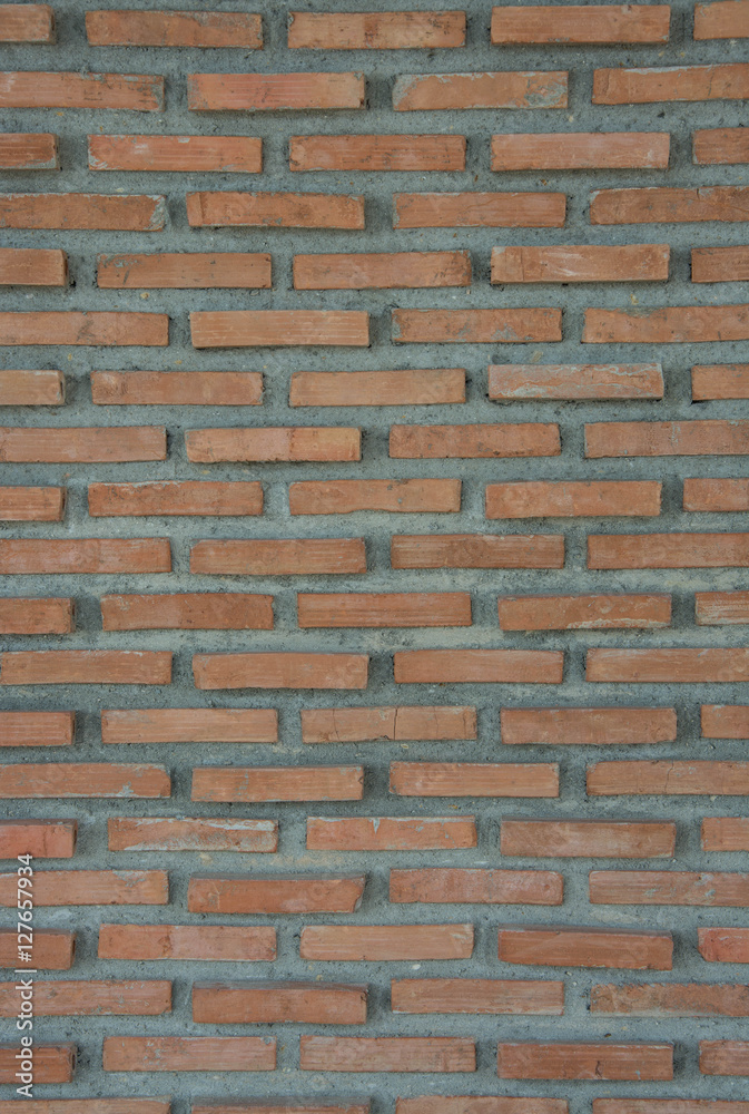 Red old brick wall background 