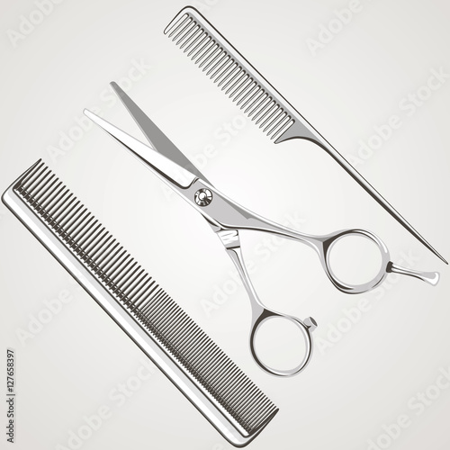 hairdressing salon, scissors, comb