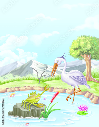 Heron and the crab story
