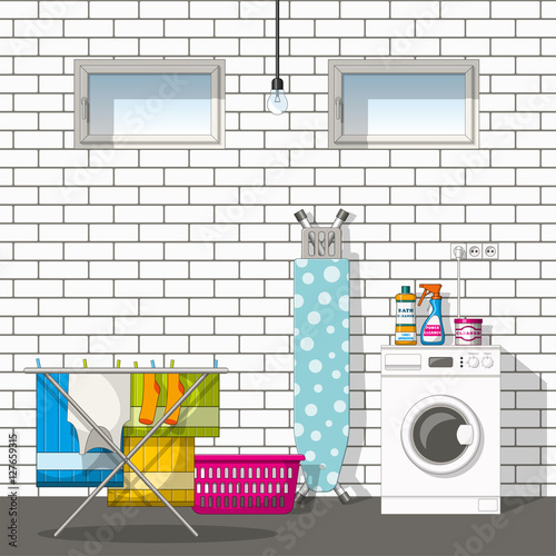 Illustration of interior equipment of a basement