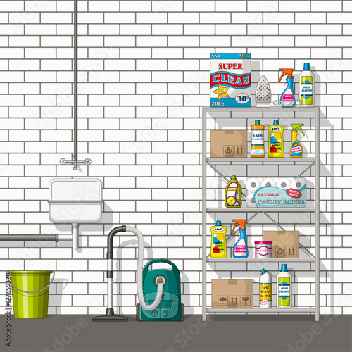 Illustration of interior equipment of a basement