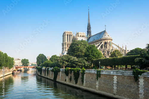 Southern facade of Notre-Dame de Paris. Paris, France