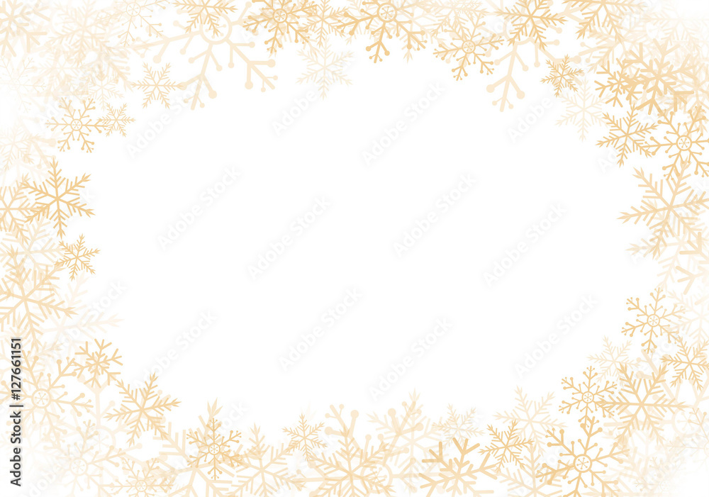 Gold snowflakes frame Vector