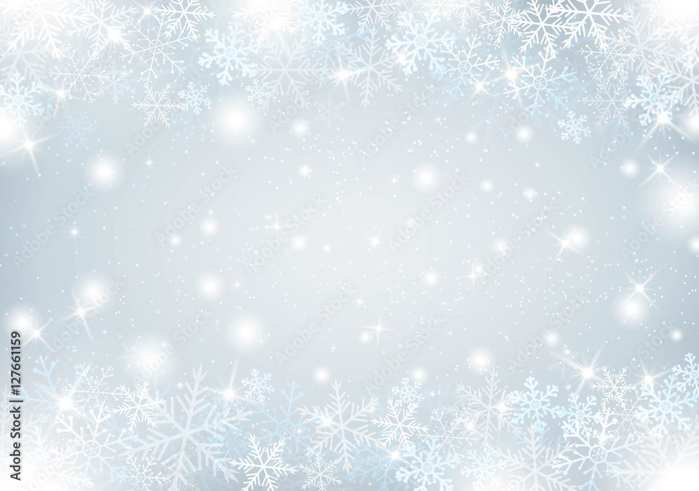 Winter background with snow and snowflakes Vector