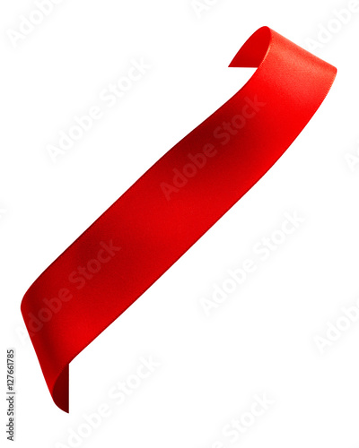 Red satin ribbon isolated on white