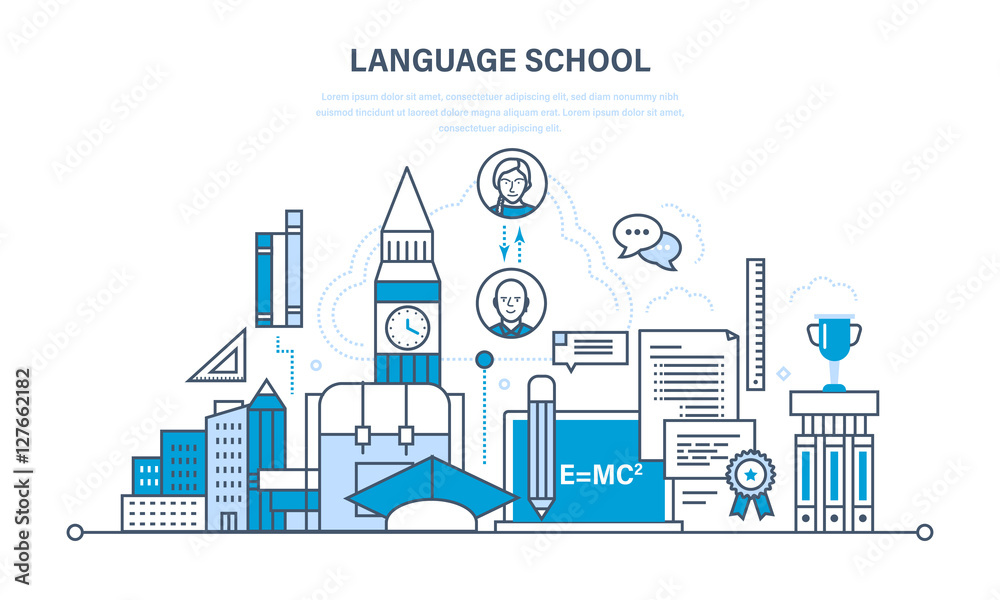 School foreign language learning, modern education, distance , communication