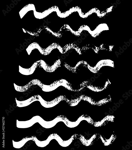 Handdrawn ink vector brush wave strokes. Vector illustration. Grunge texture. © anya babii