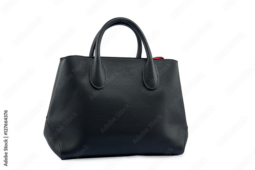 Black female leather bag isolated on white background. Black female leather bag isolated on white background.