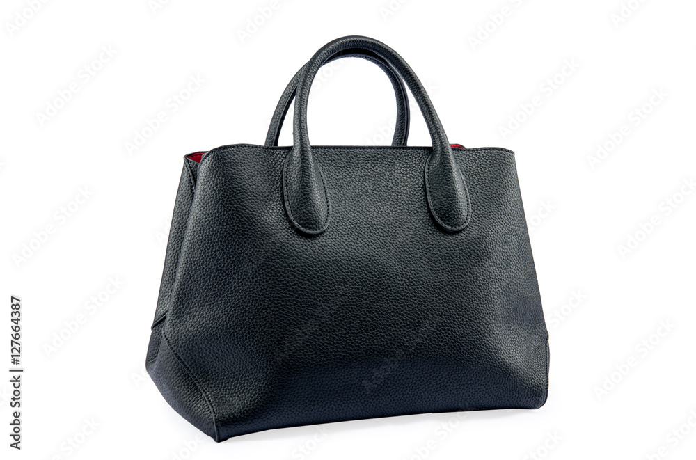 Black female leather bag isolated on white background. Black female leather bag isolated on white background.