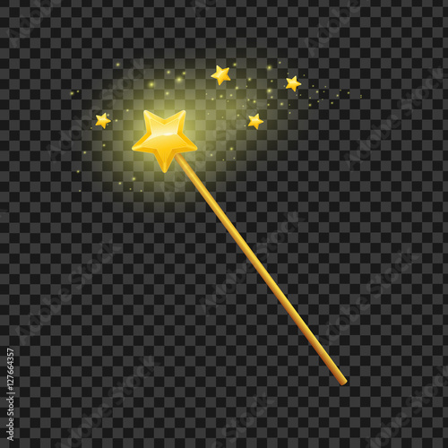 Golden Magic Wand with Star. Vector