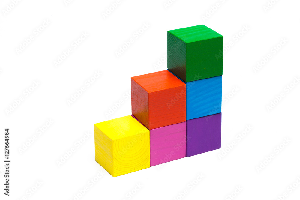colored children cubes on white isolated background colored children cubes on white isolated background