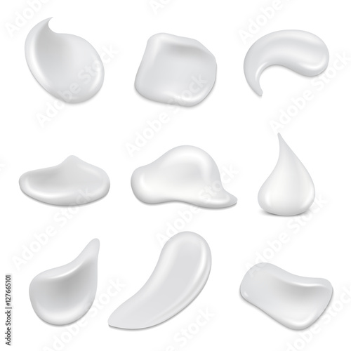 Realistic white skin cosmetic cream vector set