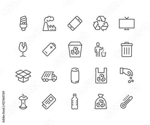 Line Garbage Icons photo