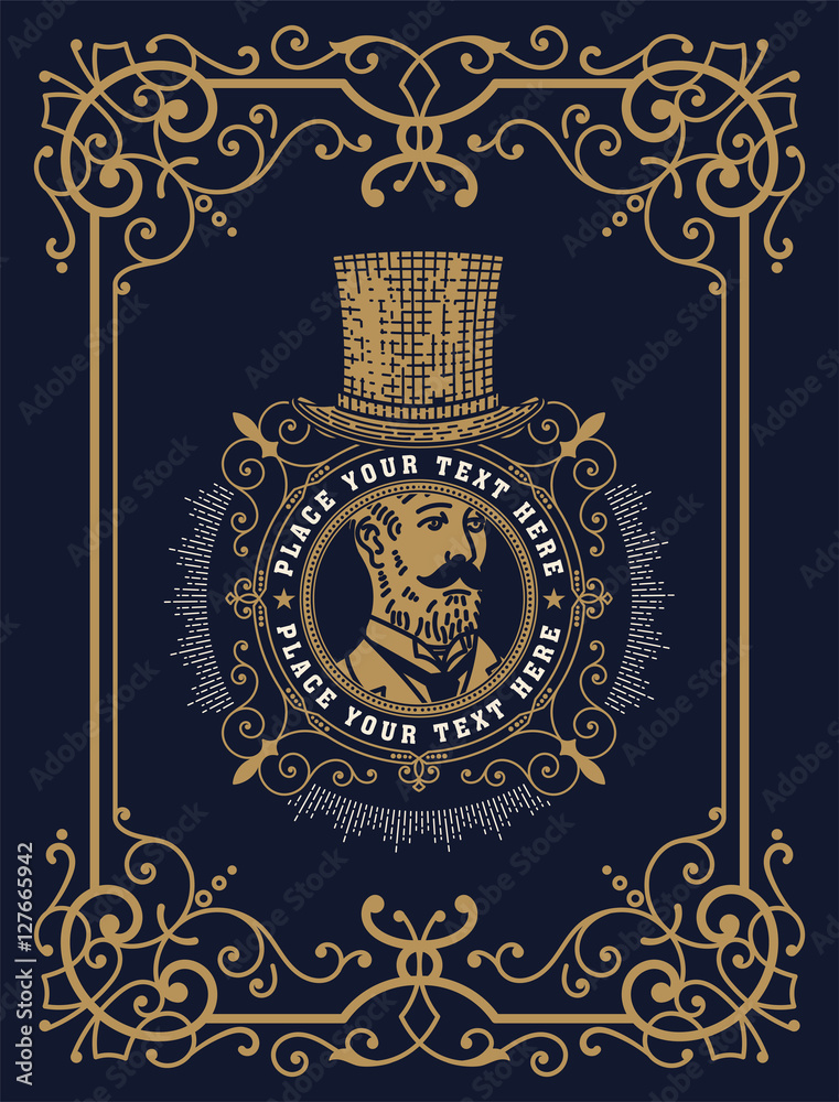 Baroque card with gentleman illustration. Vector layered Baroque card with gentleman illustration. Vector layered