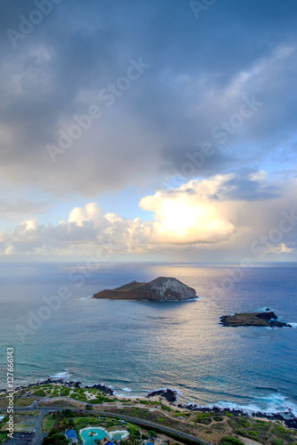 View of beautiful south shore of Oahu, just outside Honolulu