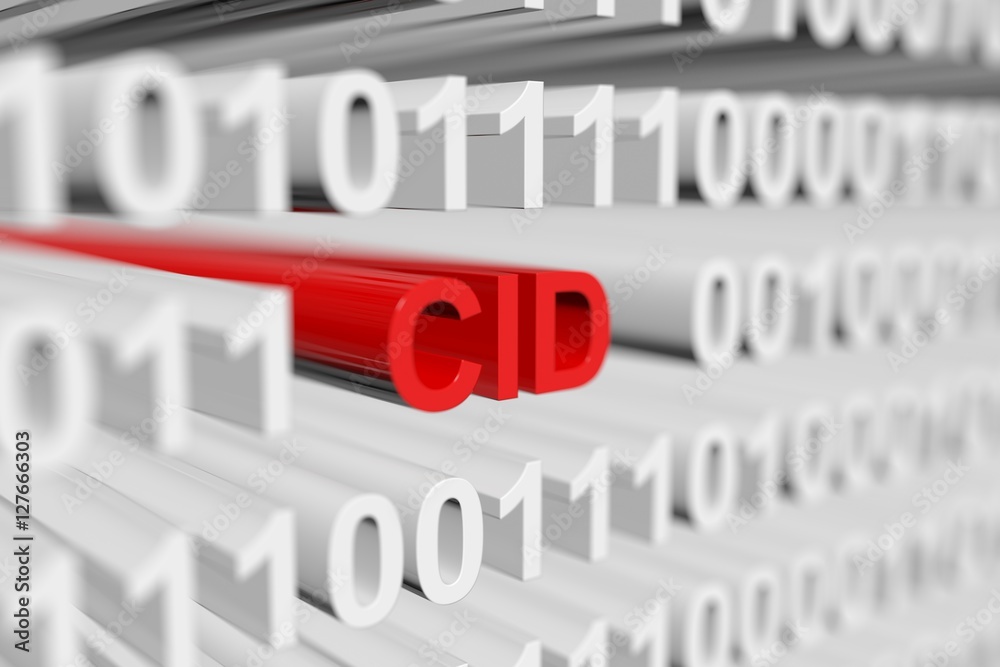 CID as a binary code with blurred background 3D illustration