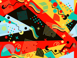 Papier peint photo Style Memphis patrons Géométrie Memphis vintage eighties vibrant  © andyvi