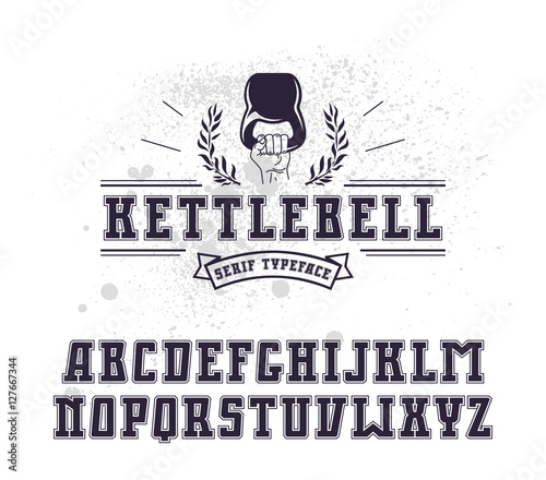 Serif font in sport style with contour