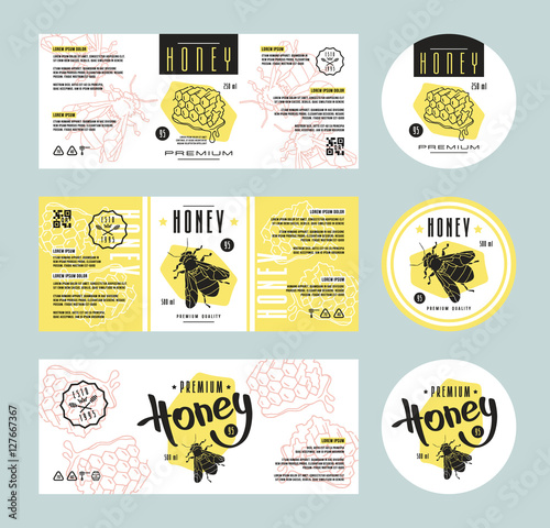 Set of templates label for honey