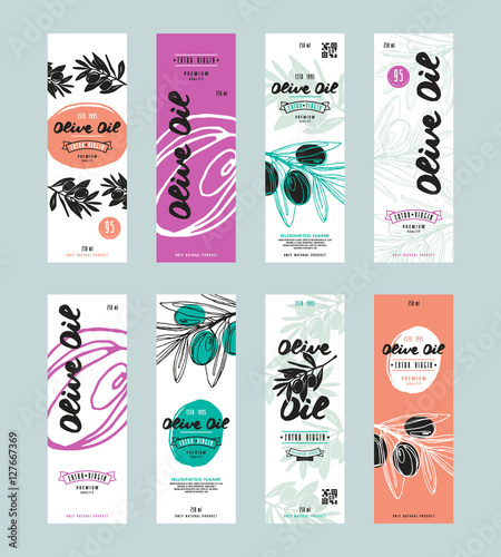 Set of templates label for olive oil