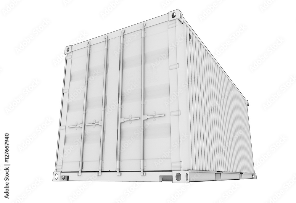 Shipping sea container 20 feet sketch outline isolated 3d illustration Shipping sea container 20 feet sketch outline isolated 3d illustration