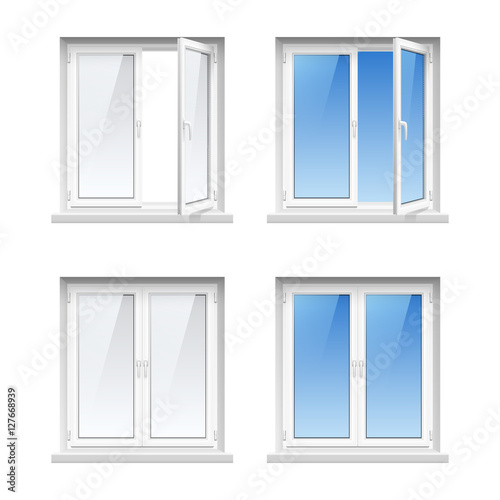  Plastic Window Frames 4 Realistic Icons Set 