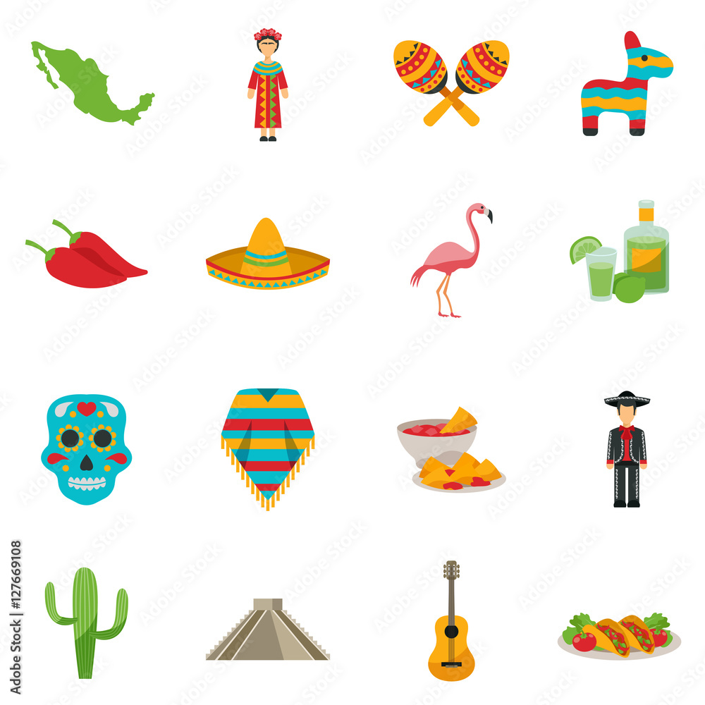 Mexico Flat Icon Set Mexico Flat Icon Set