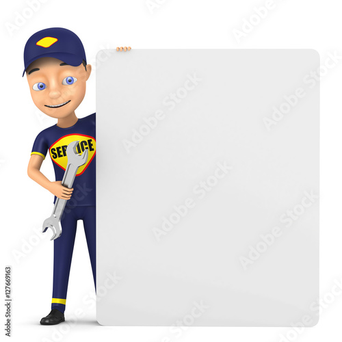 3d service worker with a wrench