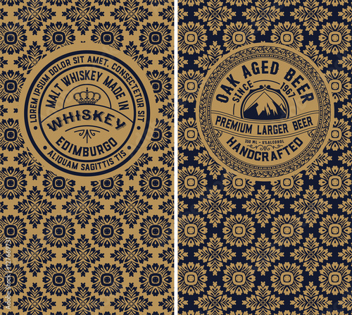 Old  label design for Whiskey and Wine label, Restaurant banner,
