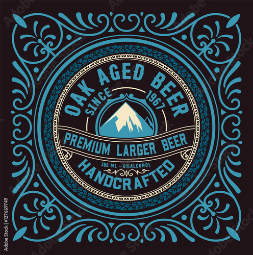 Vintage label design for beer and Wine label, Restaurant.