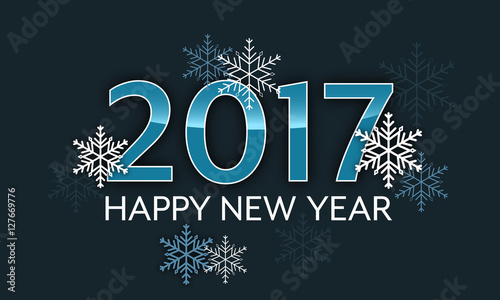 Happy New Year 2017 snowflakes vector illustration.