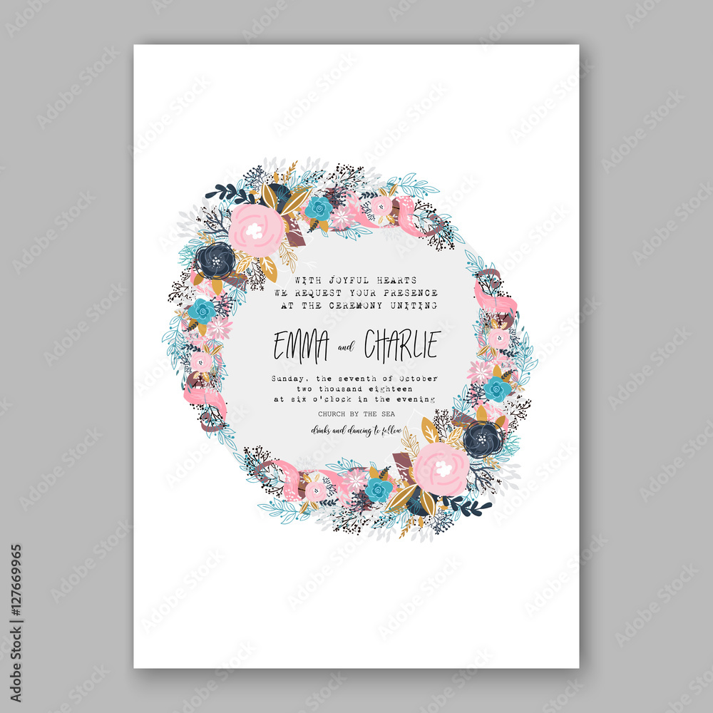 Wedding invitation template with watercolor winter flower christmas wreath pine branch Baby shower invitation template with watercolor tropical flower wreath Wedding invitation template with watercolor winter flower christmas wreath pine branch Baby shower invitation template with watercolor tropical flower wreath