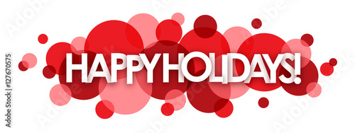 HAPPY HOLIDAYS on red banner
