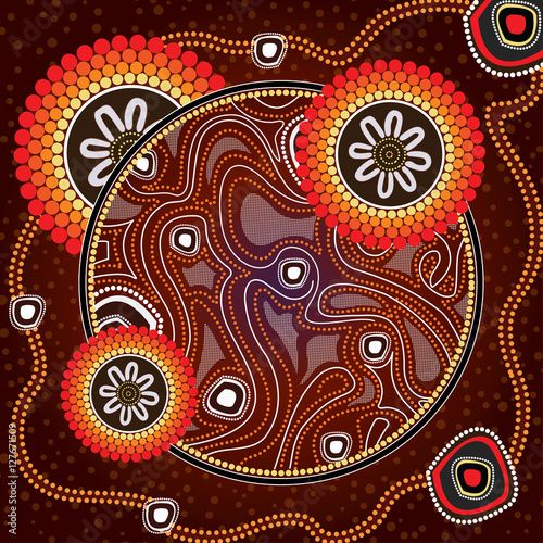 Illustration based on aboriginal style of dot painting.