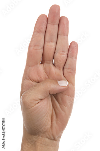 Hand Sign Four Isolated