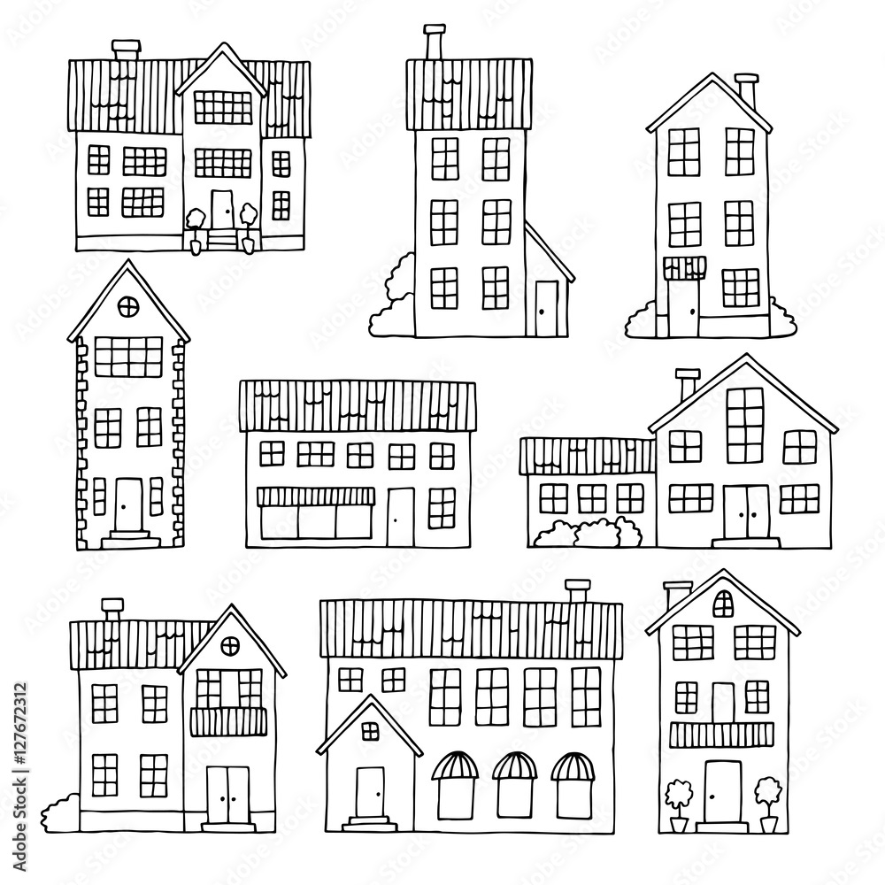House set graphic black white isolated sketch illustration vector