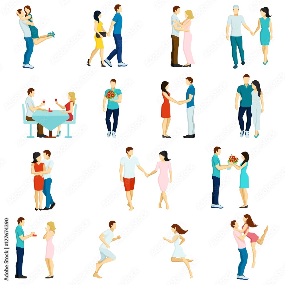People Fall In Love Icon Set