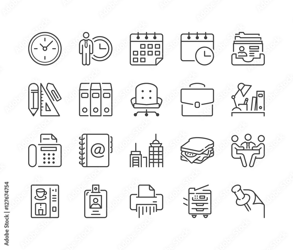 Fototapeta premium office thin line icons