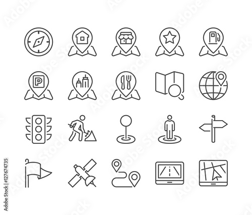 navigation thin line icons