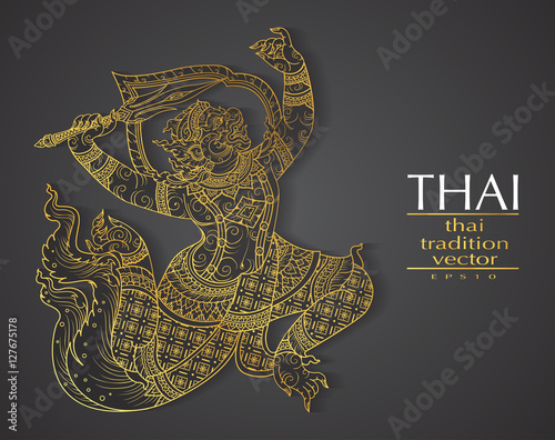 Thai art element Traditional gold for greeting cards