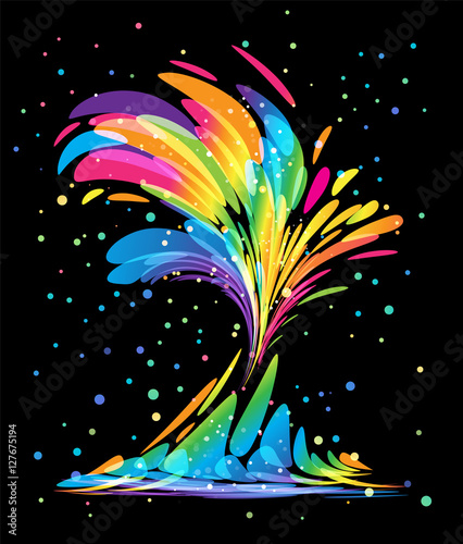 Colored splash on black