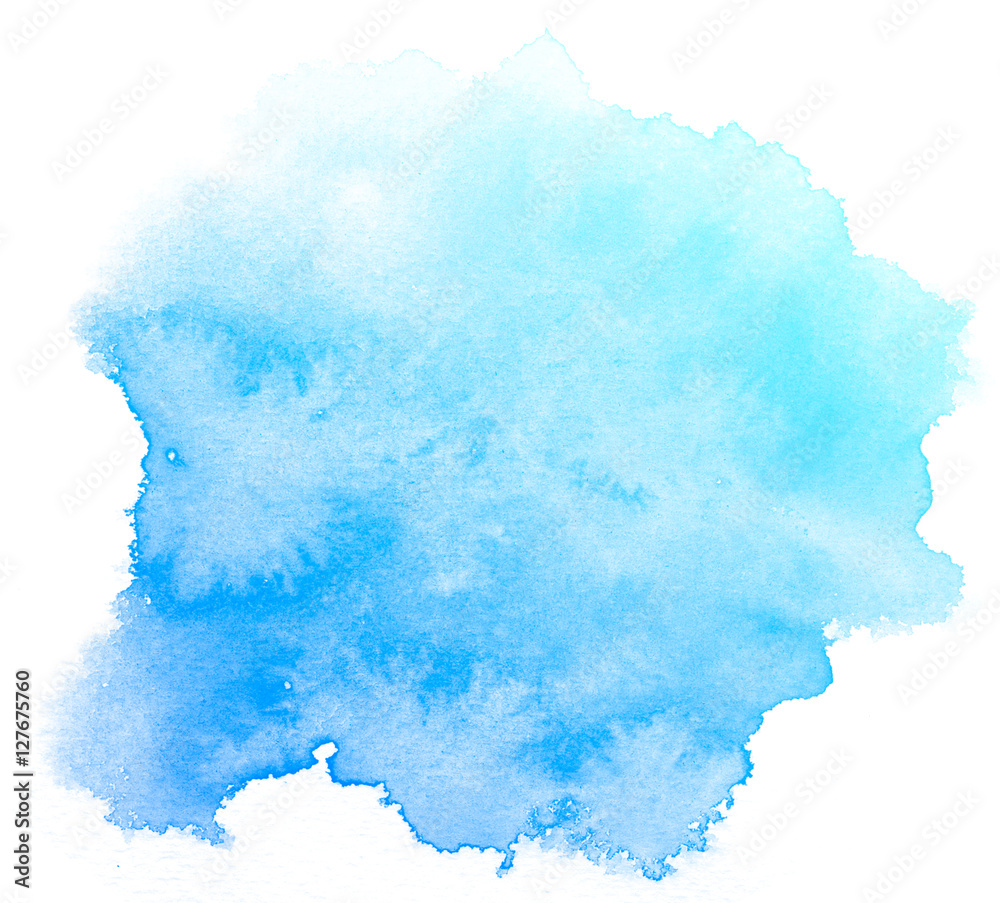 Abstract blue watercolor on white background.This is watercolor splash.It is drawn by hand. Abstract blue watercolor on white background.This is watercolor splash.It is drawn by hand.