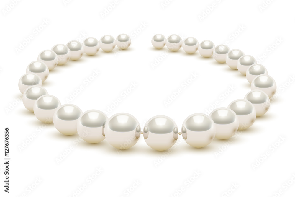 Shiny realistic Pearl necklace on white background, vector illustration, isolated Shiny realistic Pearl necklace on white background, vector illustration, isolated
