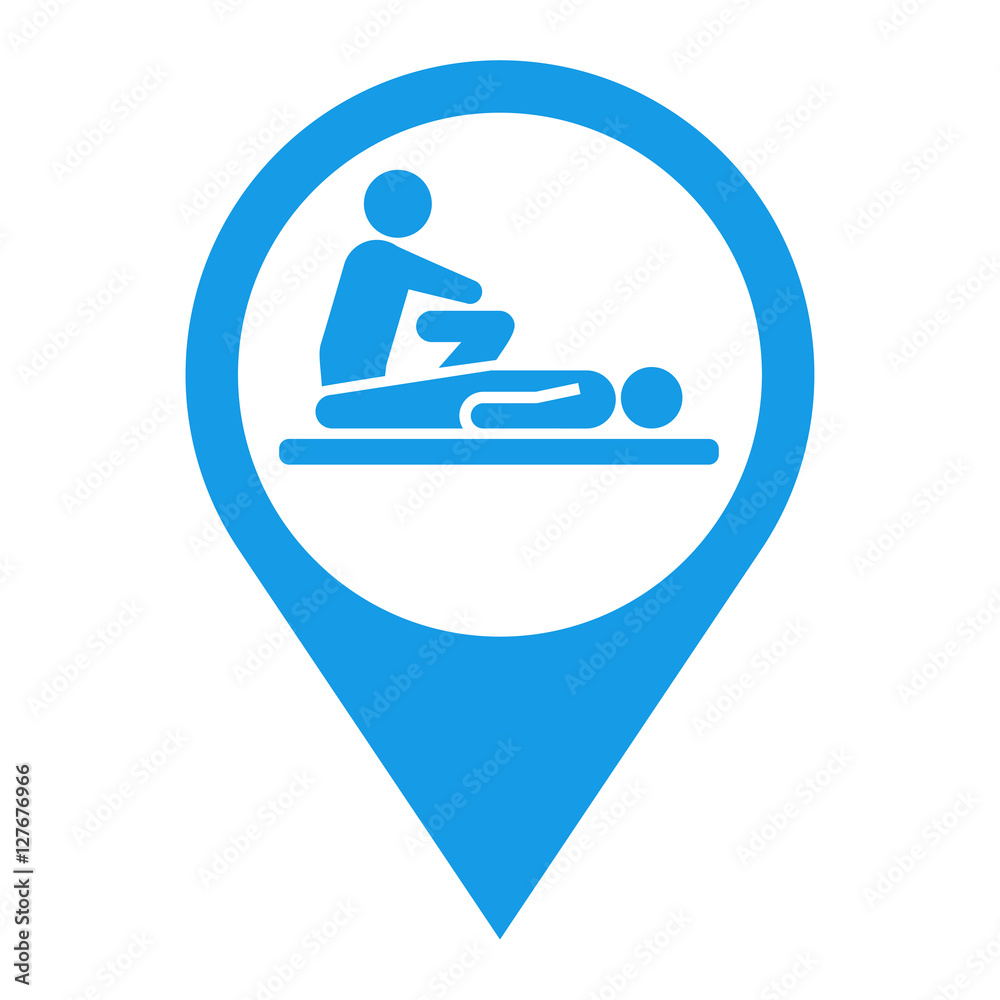 Icono plano localizacion masajista azul Icono plano localizacion masajista azul