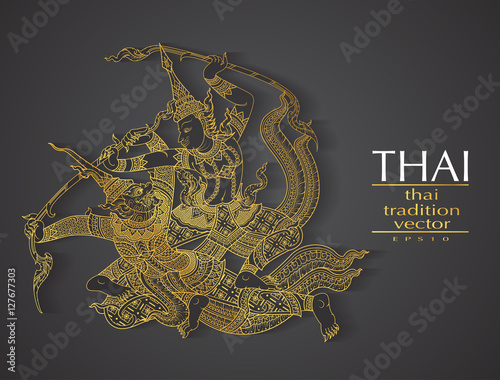 Thai art element Traditional gold for greeting cards