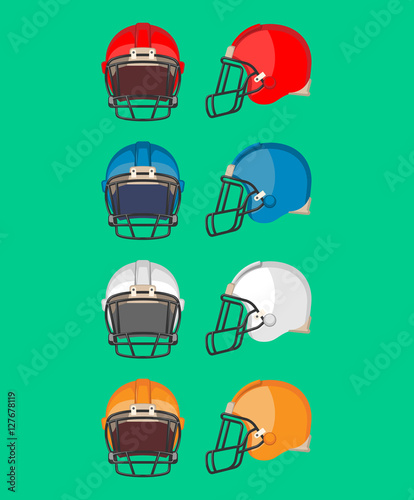 American Football Helmet Set. Protective Equipment