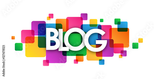"BLOG" Overlapping Letters Multicoloured Vector Icon 