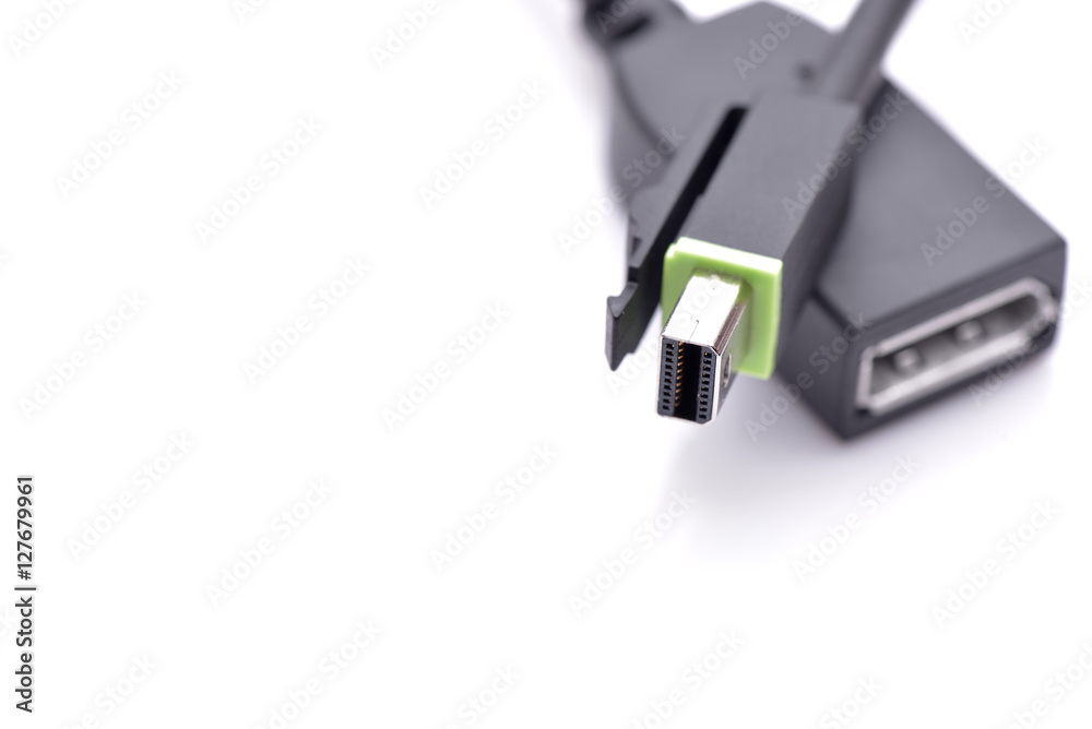 Display port and mini display port connectors isolated on white Display port and mini display port connectors isolated on white